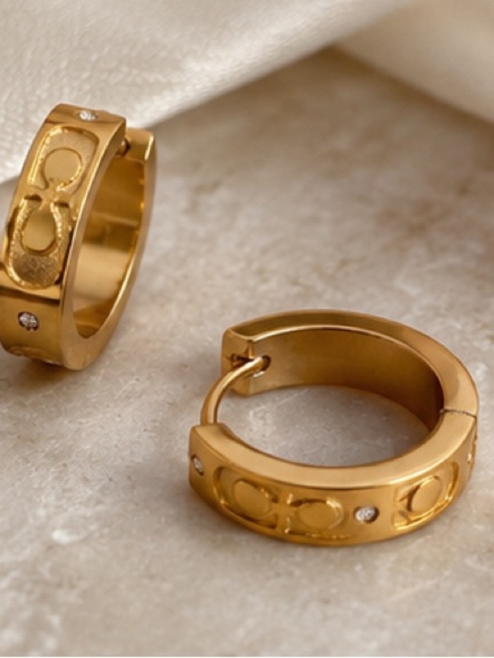 Gold Designer Inspired Mini Hoop Earrings